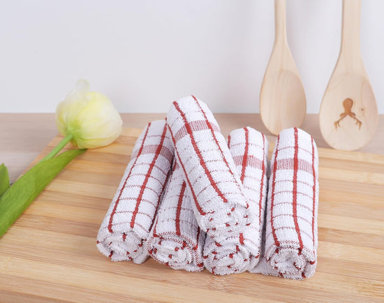 AMOUR INFINI Kitchen Dish Cloths Set of 8 - Ultra Soft, Highly Absorbent, Quick-Drying Terry Cotton Dishcloths 12"x12" Inch Wash & Cleaning Cloths for Kitchen & Dishwashing (Rust) - Nestoria