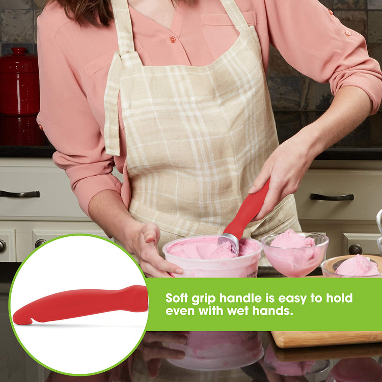 Stainless Steel Ice Cream Scoop with Soft Grip Handle