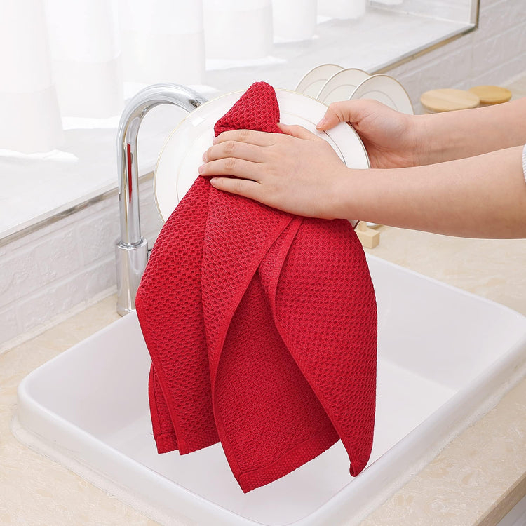 100% Cotton Waffle Weave Kitchen Dish Towels 4 (4 Count)