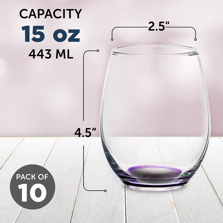 Stemless Wine Glasses in Bulk by ARC Perfection (10 Count)