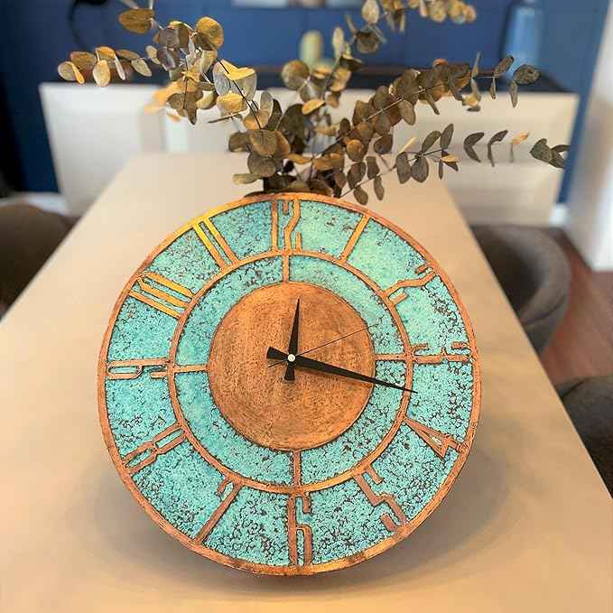 Handmade Copper Wall Clock Artisan Touch in Every Piece - Timeless Patina Wall Decor Copper Clock for Living Room, Office, Kitchen & Bedroom (24 Inch)