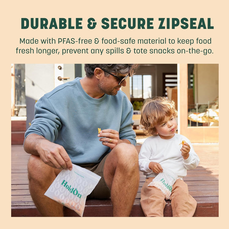 HoldOn Zipseal Sandwich Bags – Compostable, PFOA-Free, BPA-Free, Food-Safe Zip Seal Food Storage Bags With Secure Seal for Home & Travel, Freezer-safe (2-Pack, 200 bags total)