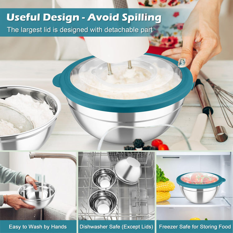 Mixing Bowls 3PCS Stainless Steel Serving Salad Bowls (3 Count)