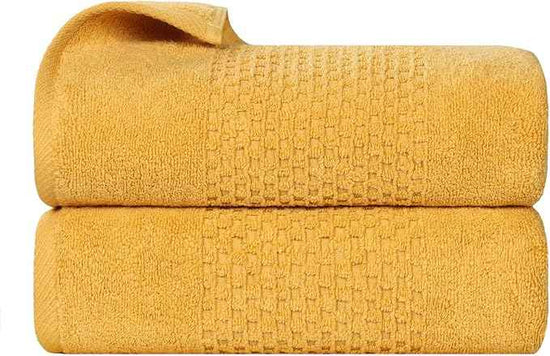 Superior Playa Zero Twist Cotton Medium Weight Towels, for Guest Bath, Bathroom, Shower, Spa, Plush, Quick Dry, Ultra-Soft Towels, Bath Essentials, Waffle Textured, Bath Towels, Set of 2, Gold