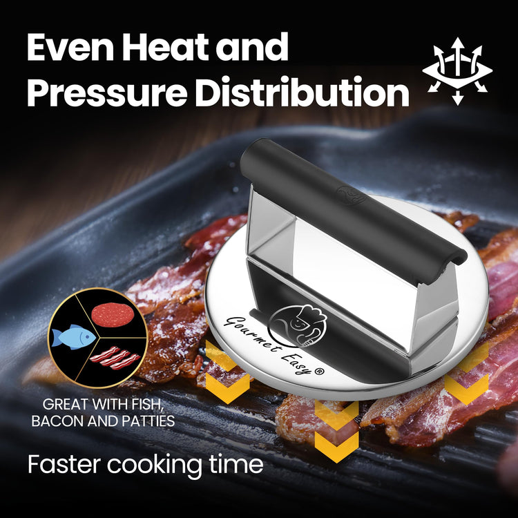 Stainless Steel Smash Burger Press with Heat Resistant Handle