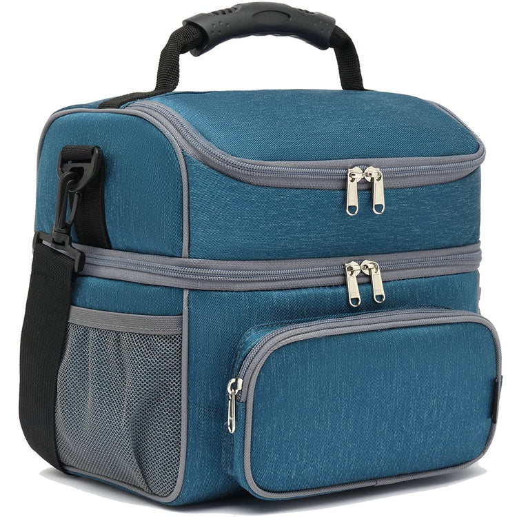 Double Layer Cooler Insulated Lunch Bag Adult Lunch Box Large Tote Bag for Men (2 Count)