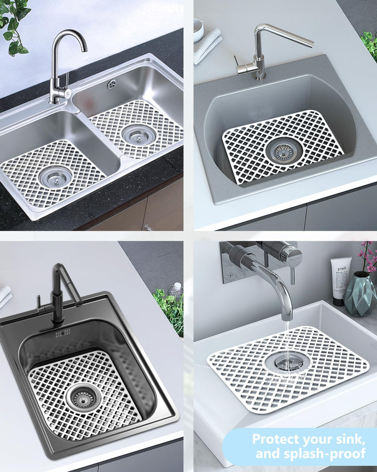 2 Pack Silicone Sink Mat Protector for Kitchen Sink