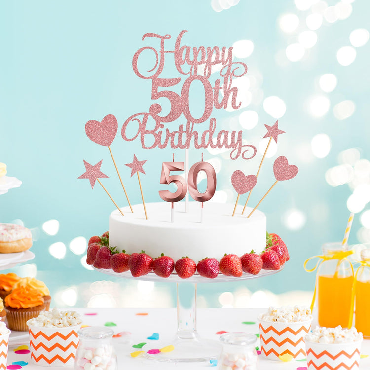50th Birthday Cake Decorations (9 Count)