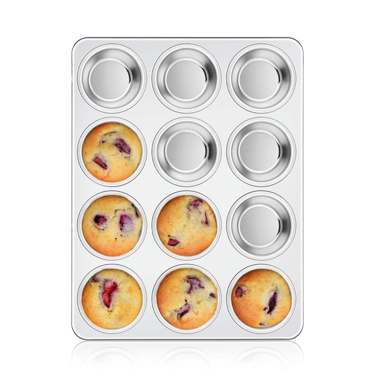 Stainless Steel Muffin Cupcake Pan 12 Cups (2.5 Count)