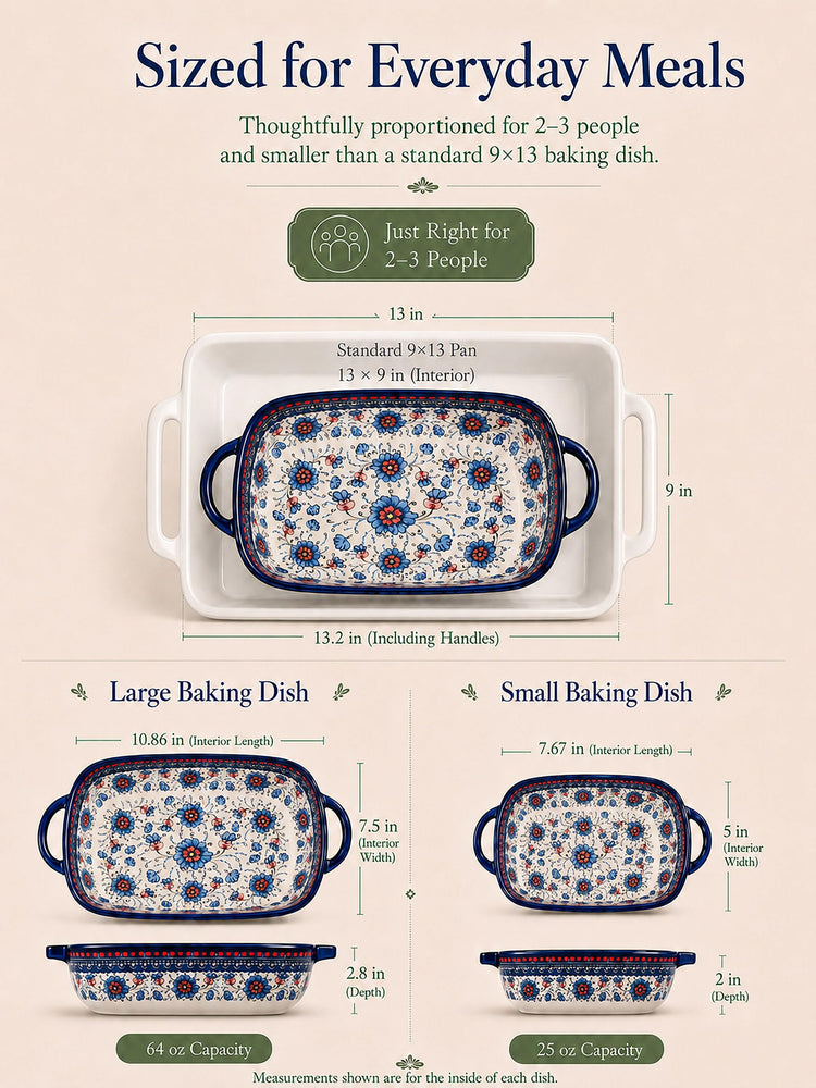 2 Piece Polish Pottery Style Ceramic Baking Dish Set (2 Count)