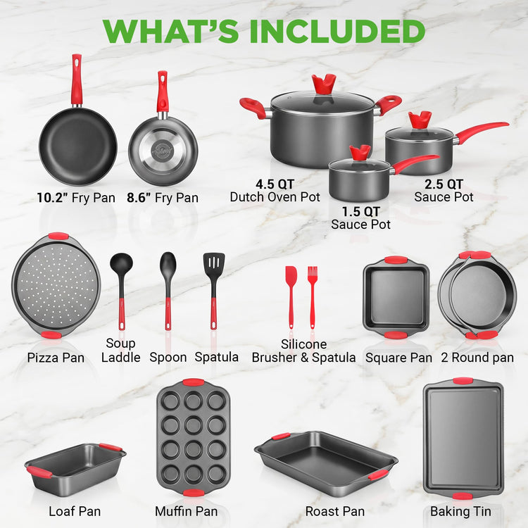 21 Piece Nonstick Cookware Set