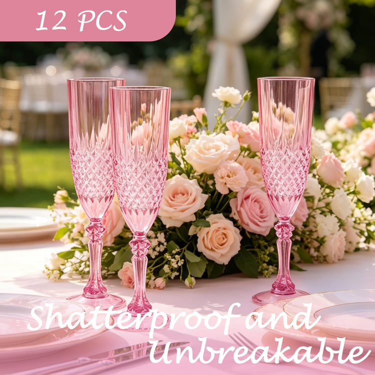 12 Pack Plastic Champagne Flutes (24 Count)