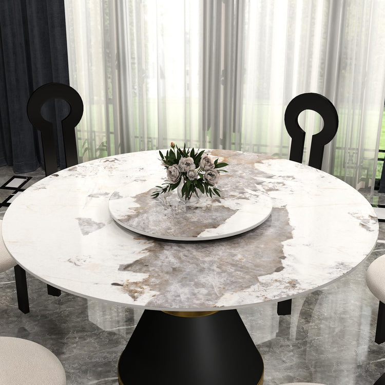 19.69" Lazy Susan for Table Top Sintered Stone Rotating Serving Tray for Dining Table