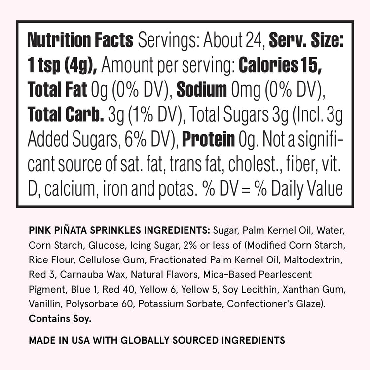 Pink Pinata Hot Pink & Rainbow Sprinkle Mix 1 Pack (4 Ounce)