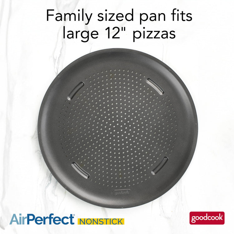 AirPerfect Insulated Nonstick Carbon Steel Pizza Pan with Cutting Guides
