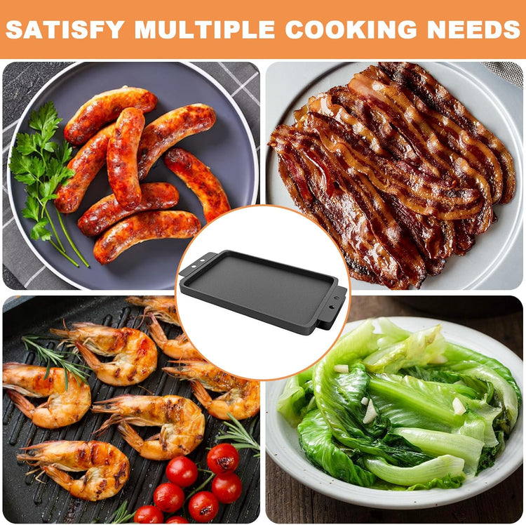 Grill Flat TopGriddle Universal, Cast Iron Griddle for Gas Grill, 17" x 10" Stovetop Griddle, GriddlePan for Stove Top, GrillGriddle for Charcoal/Electric/Gas Grills, Stove, Tailgating, Camping - Nestoria