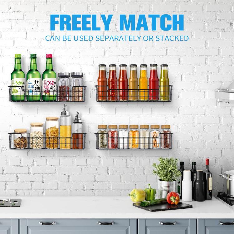 Spice Rack Organizer Wall Mount (4 Count)