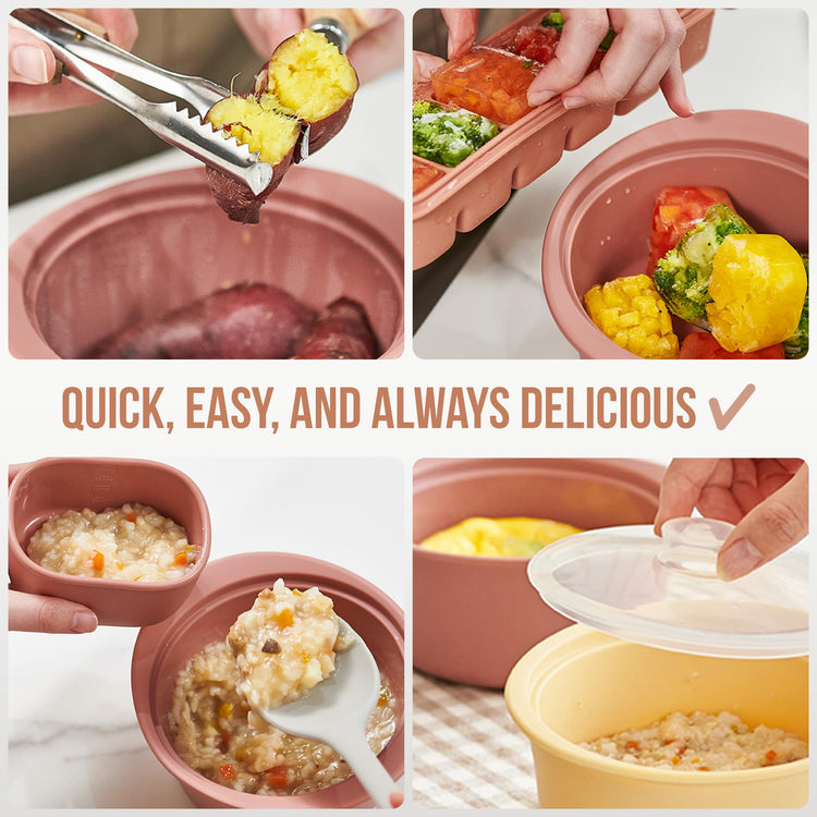 40oz Platinum Silicone Microwave Steamer Pot with Handle & Lid