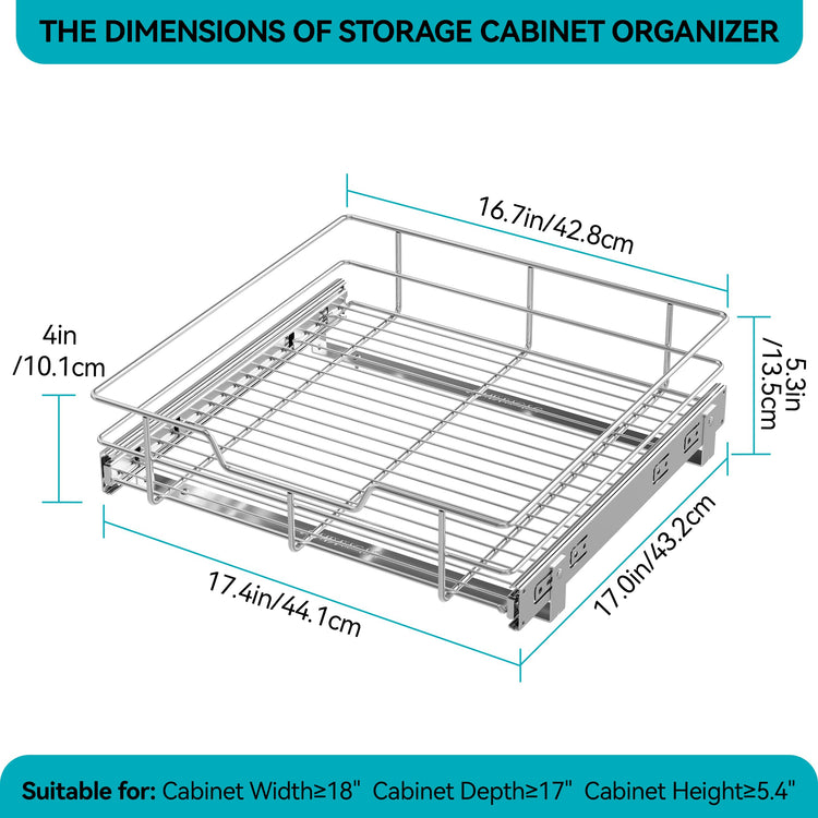 Pull Out Cabinet Organizer 18" W X 17" D