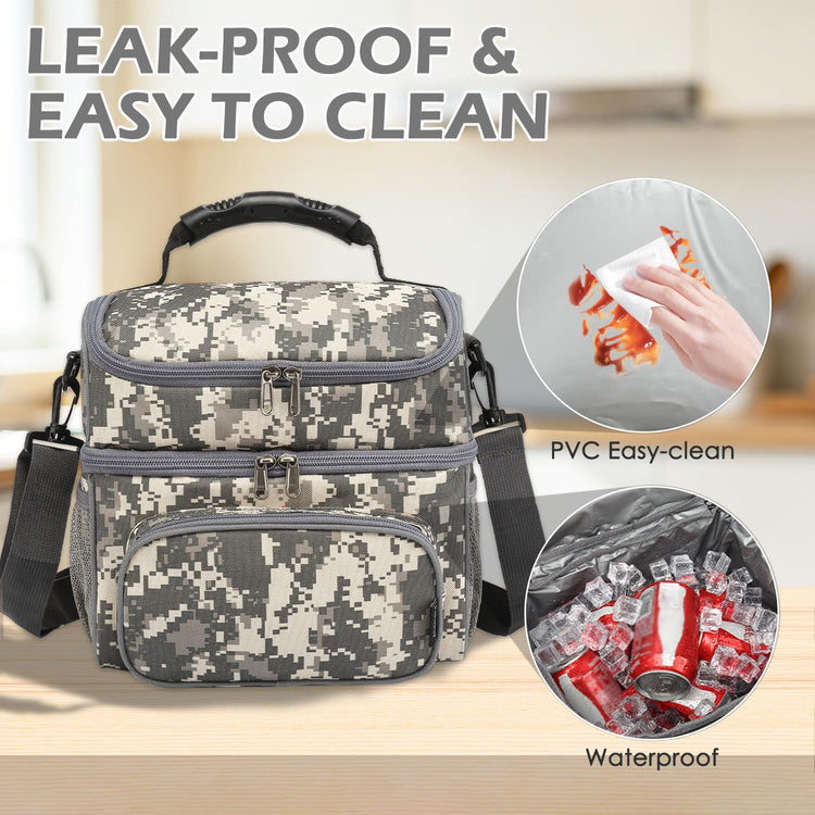Double Layer Cooler Insulated Lunch Bag Adult Lunch Box Large Tote Bag for Men (2 Count)
