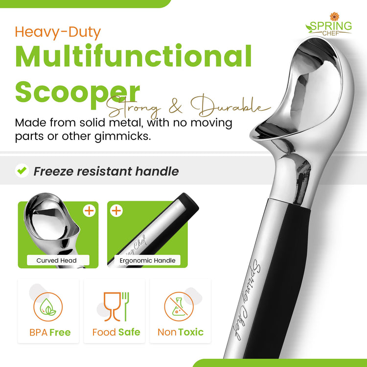 Heavy Duty Metal Ice Cream Scoop with Soft Grip Handle
