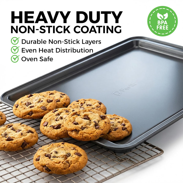 Non-Stick 6-Piece Bakeware Set – Carbon Steel with Even Heat Distribution, Oven Safe to 446°F, BPA-Free, Dishwasher Safe, Stackable Baking Tools for Easy Storage and Everyday Cooking - Gray
