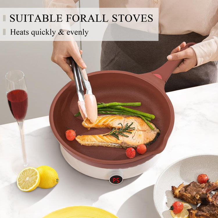 12" Terracotta Nonstick Ceramic Red Frying Pan