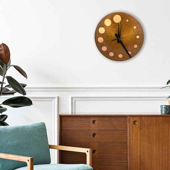 Handmade Pure Copper Wall Clock for Home Decoration, Decor Clock for Living Room, Bedroom and Kitchen, Rustic Decorative Mural Clock Art for Farmhouse (Circles of Time, 11)