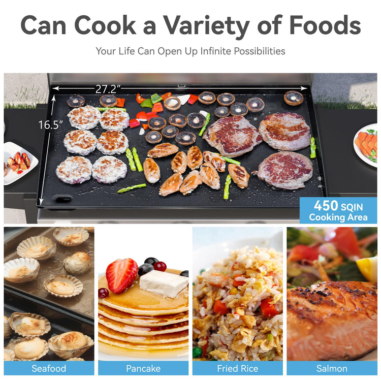 3 Burner Propane Gas Griddle Flat Top Grill for Outdoor Cooking BBQ