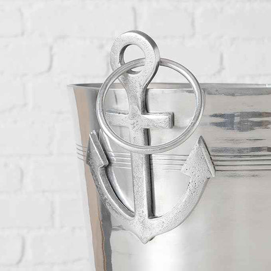 WHW Whole House Worlds Anchors Ice Bucket, Luxury Wine Cooler with Handles and Loops, Aluminum, 12.25 Inches