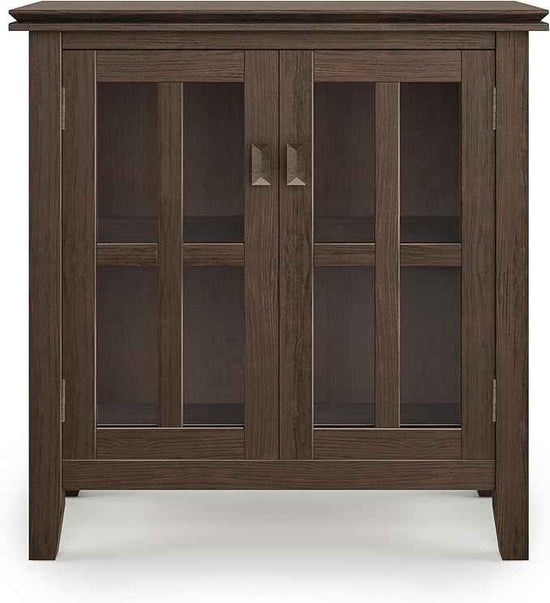 SIMPLIHOME Artisan SOLID WOOD 30 Inch Wide Contemporary Low Storage Cabinet in Farmhouse Brown, For the Living Room, Entryway and Family Room