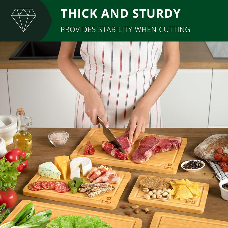 Wooden Cutting Boards for Kitchen Meal Prep & Serving (5 Count)