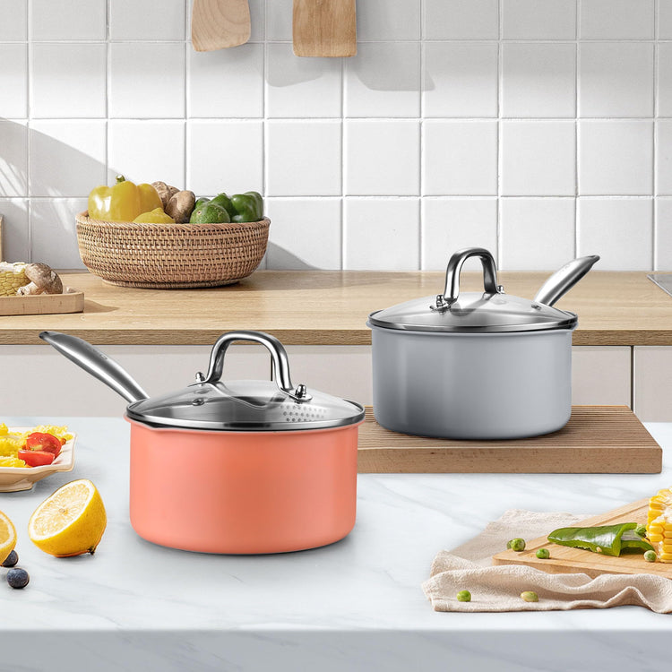 2.0 Quart Stainless Steel Pot Saucepan with Glass Strainer Lid