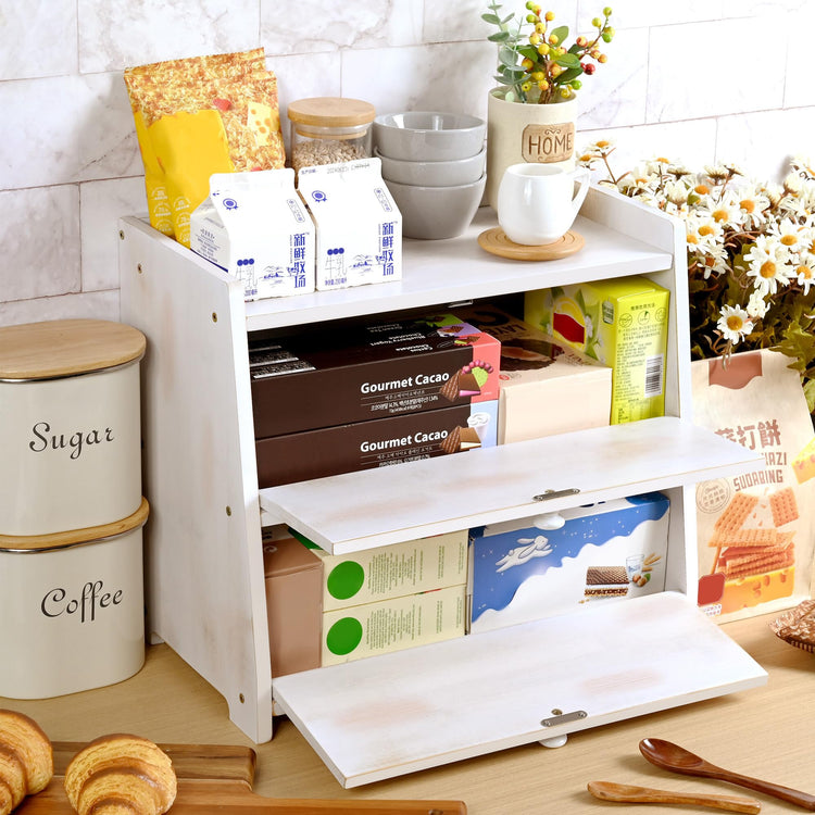Bamboo Corner Bread Box for Kitchen Countertop 2