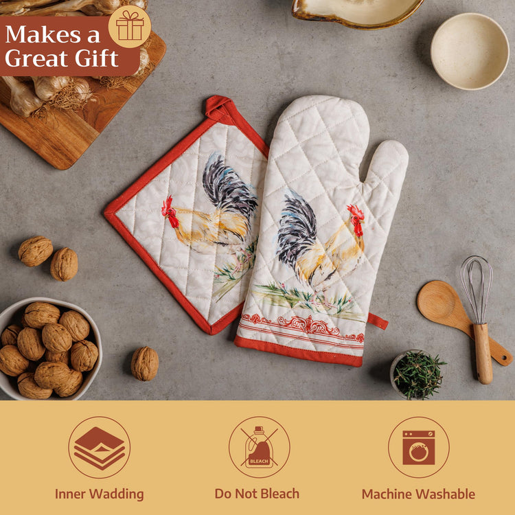 100% Cotton Oven Mitt & Pot Holder Set