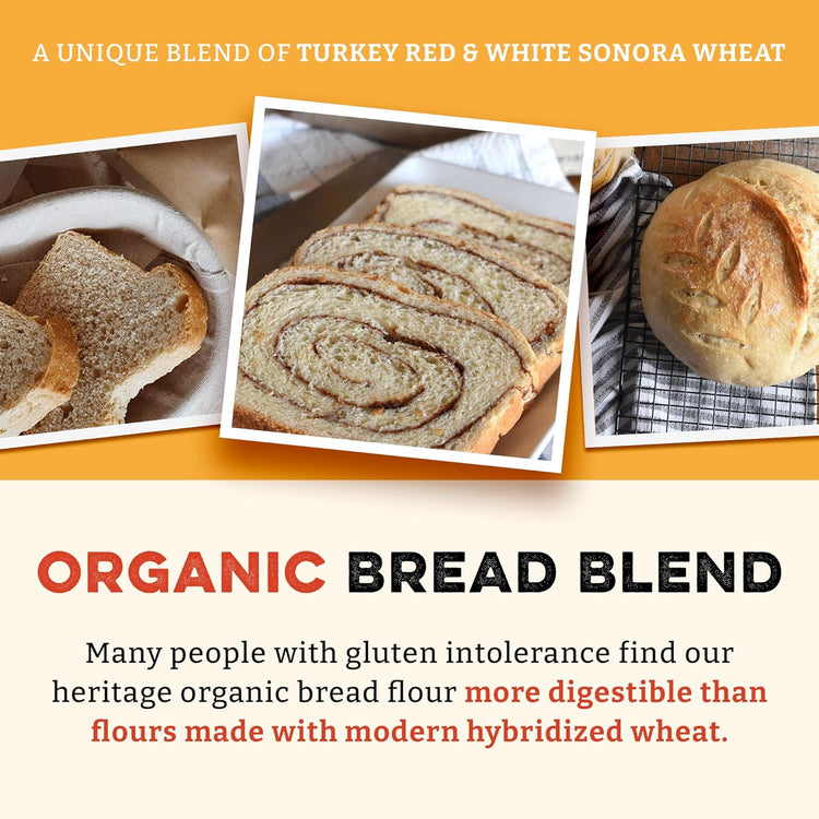 Sunrise Flour Mill Heritage Organic Bread Flour Blend - 2.0 lbs | Organic Unbleached Bread Flour Easy to Digest with Less Bloating | High Protein for Superior Baking | Smooth, Nutty Flavor - Nestoria