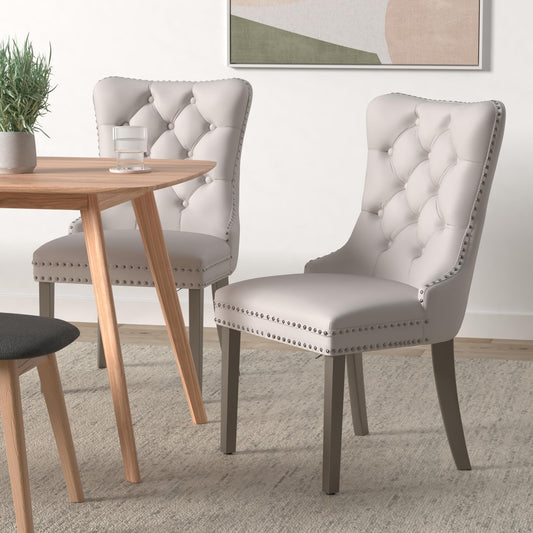 Beige Velvet Dining Chairs Set of 6 (6 Count)