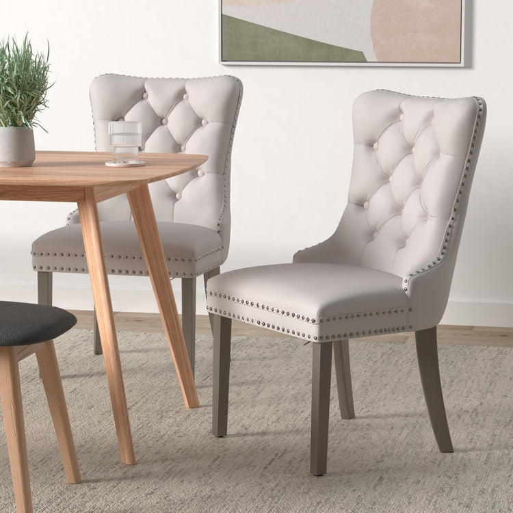 Beige Velvet Dining Chairs Set of 6 (6 Count)