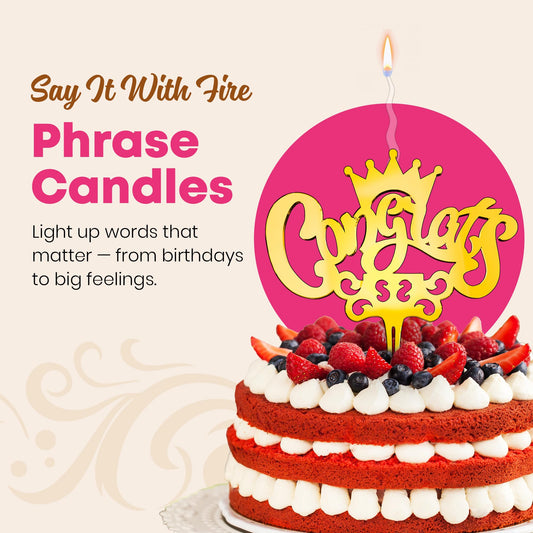 Congrats Reusable Gold Cake Candle