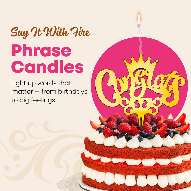 Congrats Reusable Gold Cake Candle