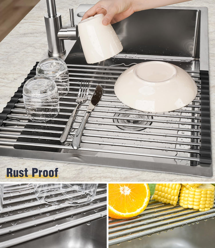 Roll Up Dish Drying Rack Over Sink