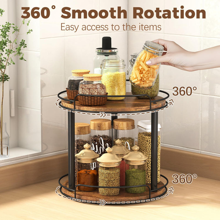 12'' Wood Lazy Susan Turntable Organizer for Cabinet