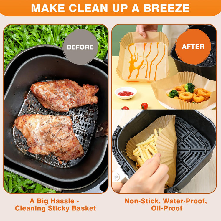 250 Pcs 6.5" Square Air Fryer Liners Disposable for 3 (125 Count)