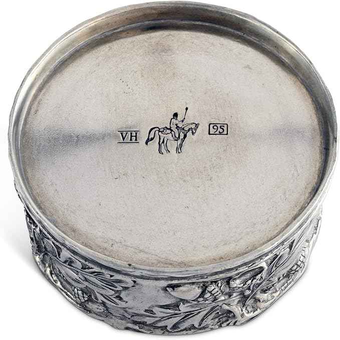 Vagabond House Wine Bottle Coaster Handcraft Pewter Acorn and Oak Leaf Pattern Heirloom Quality 5 inch Diameter x 2.25 inch Tall