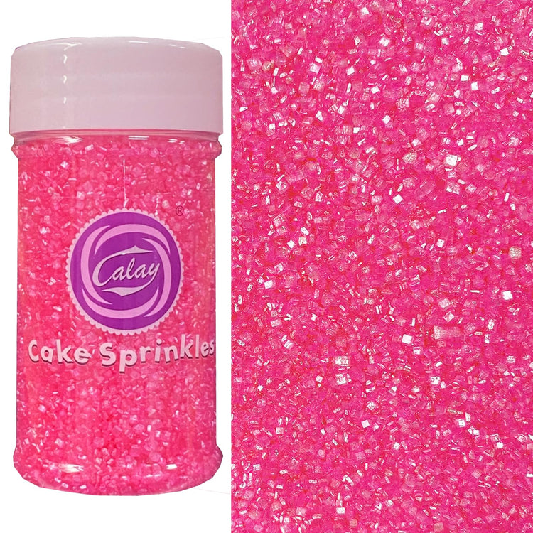 Hot Pink Sanding Sugar for Baking Edible Sparkling Sugar Sprinkles Coarse Sugar Crystals for Baking Topping Cake Cookie Cupcake Topper Ice Cream Decoration Supplies 3.2 OZ (3.2 Ounce)
