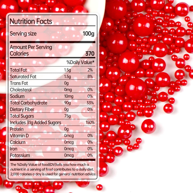 Red Pearl Sugar Sprinkles for Cake Decorating (5.29 Ounce)