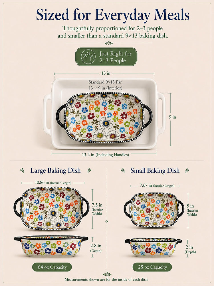 2 Piece Polish Pottery Style Ceramic Baking Dish Set (2 Count)