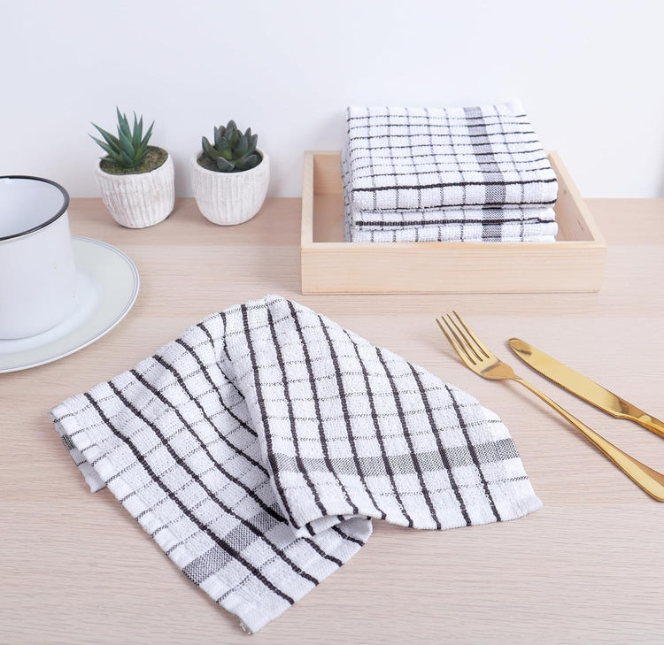 AMOUR INFINI Kitchen Dish Cloths Set of 8 - Ultra Soft, Highly Absorbent, Quick-Drying Terry Cotton Dishcloths 12"x12" Inch Wash & Cleaning Cloths for Kitchen & Dishwashing (D.Grey) - Nestoria