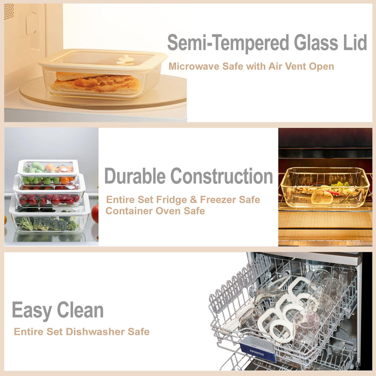 Glass Food Container Set with Silicone Glass Lid (3 Count)