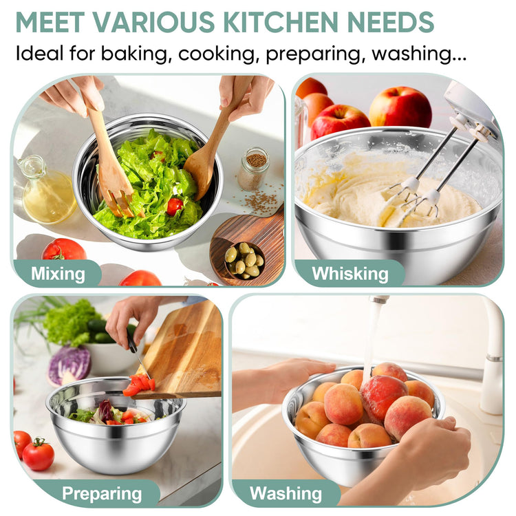 Mixing Bowls 3PCS Stainless Steel Serving Salad Bowls (3 Count)